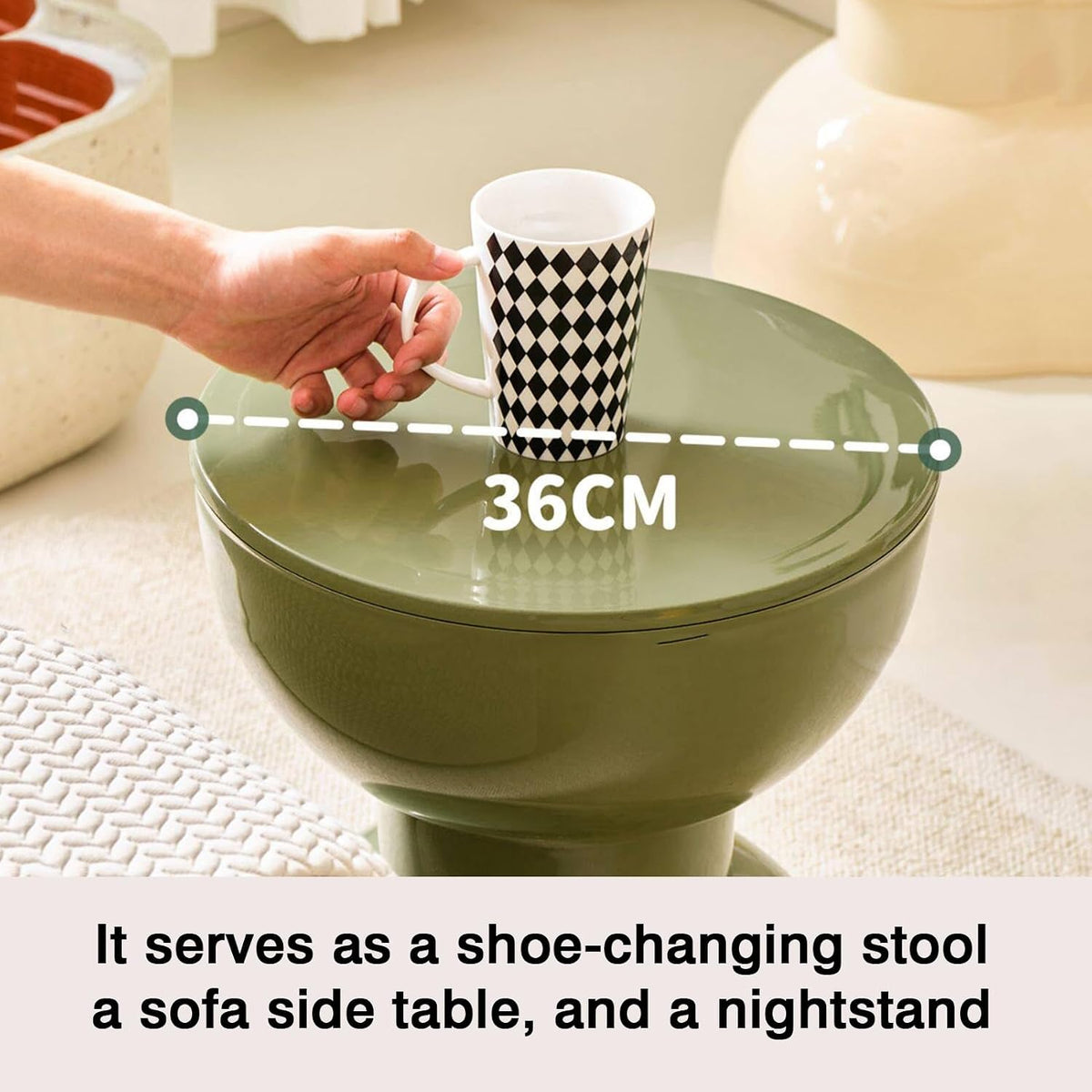 Versatile Low Stool/Side Table: Suitable as a Shoe-Changing Stool, Small Round, Living Room Side Table, Coffee Table