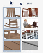 KINGYES Oversized Outdoor Rocking Chair Set of 2, HDPE Patio Rockers, Brown | | All-Weather Patio Rocking Chairs for Porch | High Back & Wide Seat for Garden, Lawn