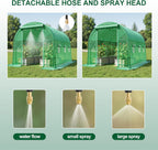 Greenhouse with Watering System, 10x7x7 Outdoor Greenhouse with 6 Mesh Windows and 1 Door, Easy Water and Irrigate Plants Green House (Green, 10x7x7 ft w/ Irrigation System)