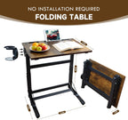 YIBOLIN'S Couch Table Tray - Foldable TV Dinner Tray Table with No Assembly, Large Surface Laptop Stand for Couch, C-Shaped Bed Tray, Sturdy Slide-Under Sofa Table (16" Extra Wide)