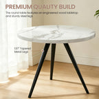 34.6" Round Dining Table for 4 People, Modern Kitchen Coffee Table White | Space-saving MDF Top, Tapered Legs & Thickened Edge, Sturdy & Seamless, Small Table Great for Dining Room, Office, Apartment