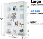66.5" H 4-Shelf Extra Large Glass Display Cabinet with Double Doors,Modern Floor Standing Curio Cabinet Bookshelf Collection Display Case with Lockable Casters & Lock for Living Room (White)