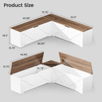L Shaped Storage Bench, 63" Corner Bench with Storage, Breakfast Nook Bench with 3 Hidden Flip-Top Compartments, Backless Dining Bench for Kitchen, Entryway, Dining Room, Walnut White