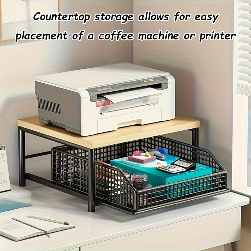 Kitchen Countertop Storage Rack with Drawers | Multi-Functional Countertop Shelf, Open Access for Easy Fetching, Simple Assembly & Effortless Wiping Clean(white)
