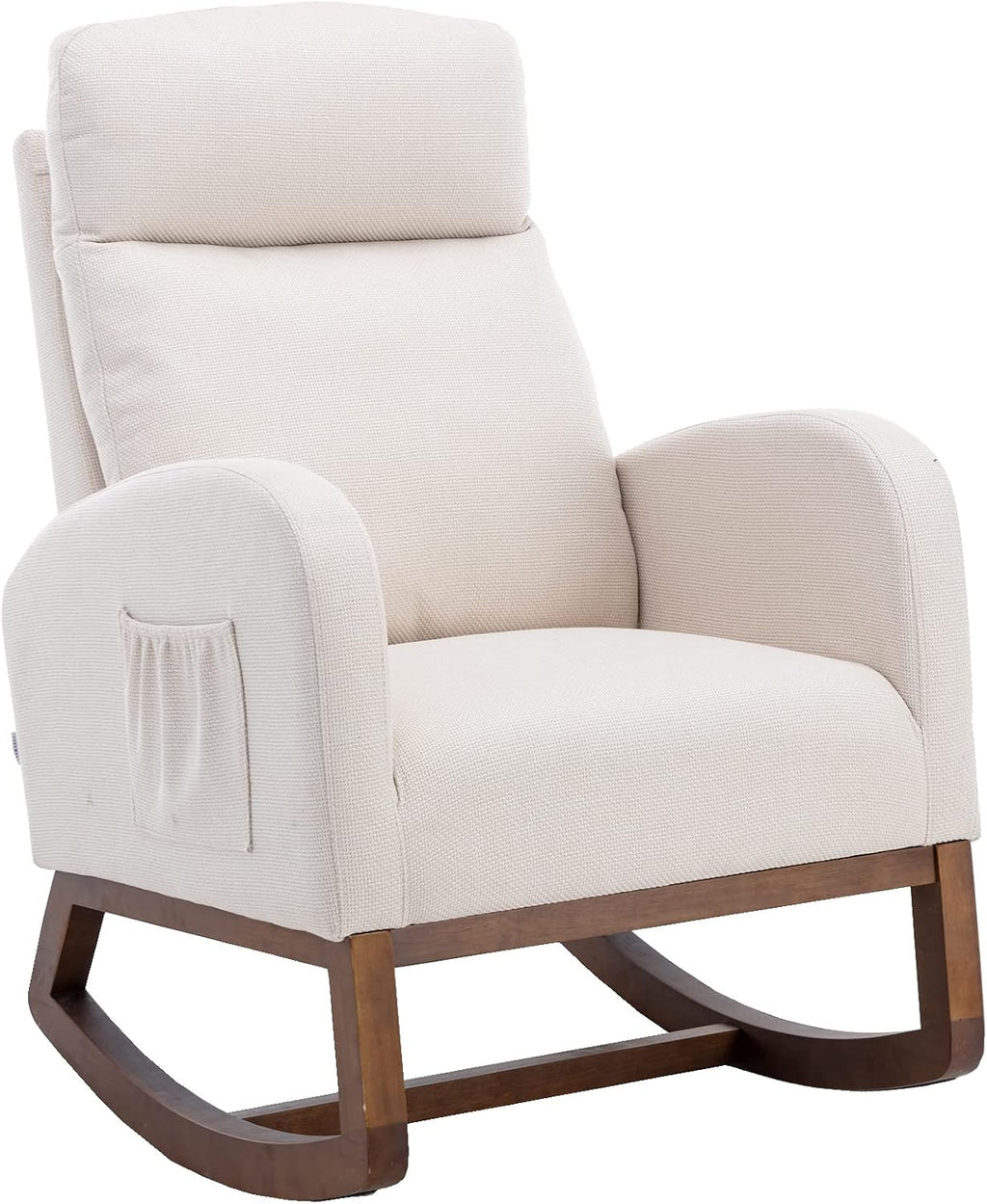 Rocking Chair,Nursing Chairs with Foot Rest for Mom, Rocker Glider Chair with High Backrest for Living Room, Bedroom, Upholstered Lounge Chair with Solid Wood Base for Relaxin (Beige)