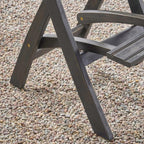 Saiveina 41.75" Outdoor Folding Acacia Wood Barstools with PE Rattan Backrest and Seat, Dark Grey Finish (Set of 2)