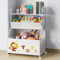 BBLIKE Toy Storage Organizer, Large Toy Box with Wheels for Boys and Girls | 15.8"x24.6"x 35.4", 3 Removable Fabric Toy Bins, Lockable Wheels, Stuffed Animal Organizer, Toy Chest Storage for Playroom