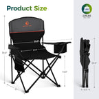 ALPHA CAMP Folding Camping Chair for Adults Lawn Chair for Camping Outdoor | Support 250 LBS Portable Camp Chairs with Cup Holders Cooler Pouch 2 Pack