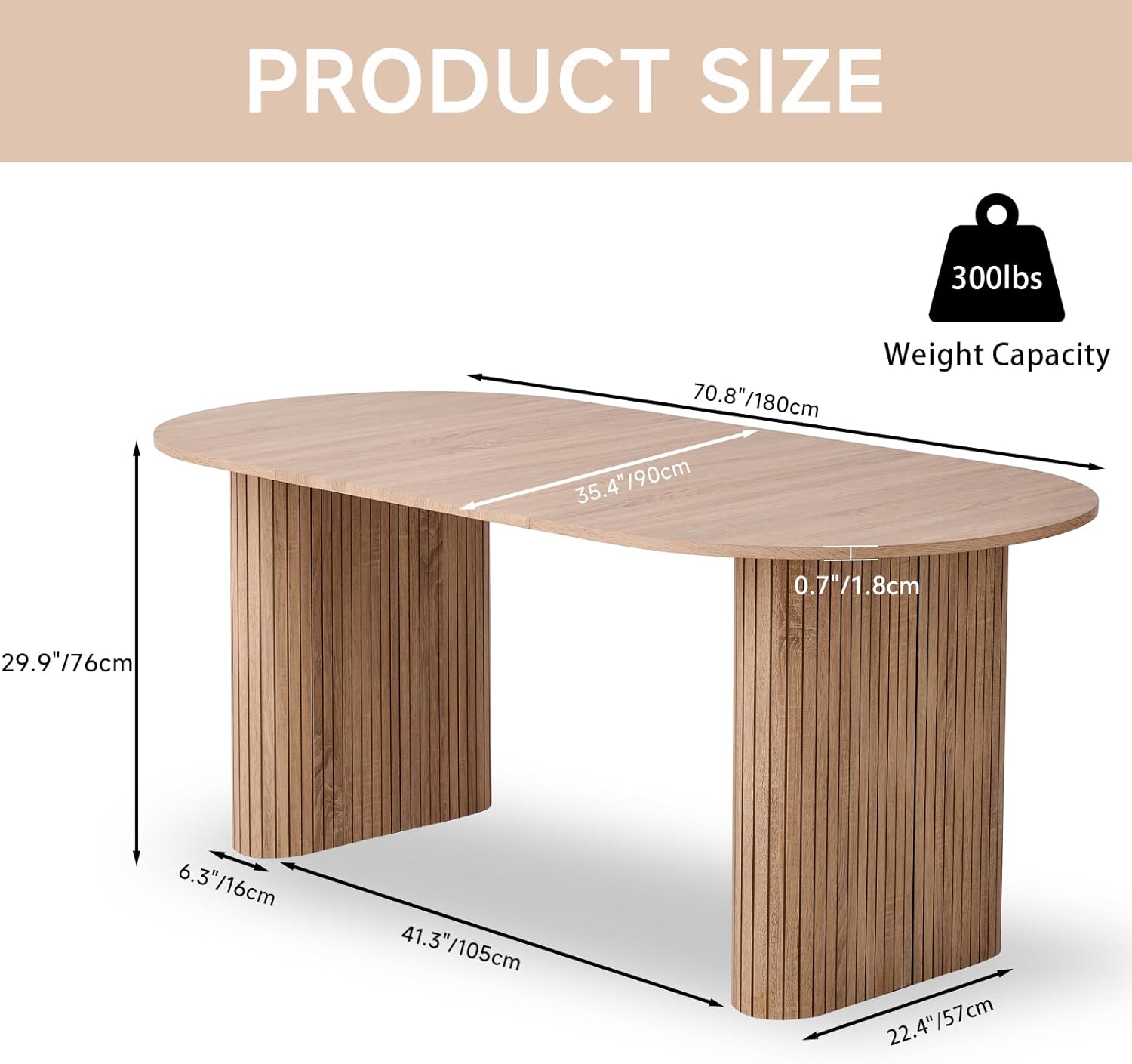 70.8" Modern Dining Table for 6 8 People Farmhouse Kitchen Dinner Table with Large Tabletop Dining Room Table for Dining Living Room Apartment Office Home (Natural)