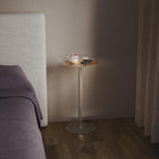 HMYHUM Acrylic Rattan Drink Table for Small Spaces, 11.8'' L x 11.8'' L x 24'' H, Round Coffee Martini Drink Side Table with Pedestal for Living Room, Corners, Sofa, Clear, Easy Assembly
