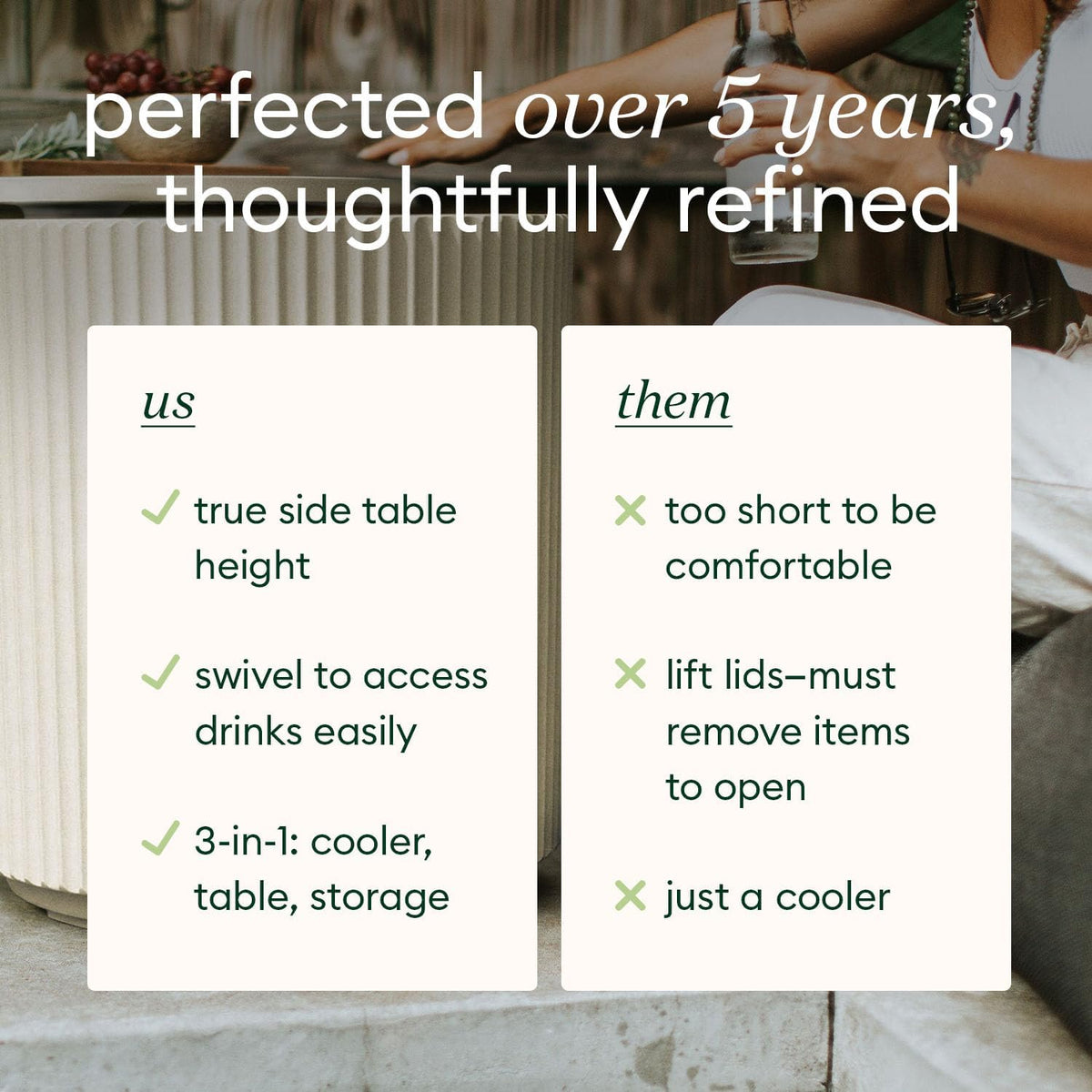 Veradek Cooler Side Table - Outdoor Cooler Table and Ice Chest | Features a Swivel-Top Lid That Keeps Drinks Cool for Up to 12 Hours, Perfect for Porch, Poolside, or Patio Use