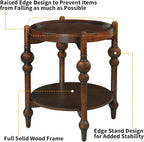 23" Round End Table with Solid Wood Frame, Small Side Table with Wood Shelf for Living Room Small Space Office Apartment, Walnut