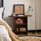 Round End Table with Open Storage,Mid-Century Modern Nightstand Small Space Side Table for Living Room & Bedroom,Easy Assembly Sofa Table(25.5 * 13.3 * 20", Walnut)