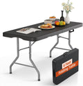 6ft Folding Table Heavy Duty 350 LBS Capacity Foldable Table with 18% Thicker HDPE Waterproof Top & Reinforced Steel Frame, Portable Fold-in-Half Table for Outdoor Indoor Party Wedding Camping