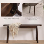 Walnut Solid Wood Bench, 39.4" L – Narrow Mid-Century Wooden Benches for Entryway, Kitchen, Dining, Bedroom & Shoe Storage