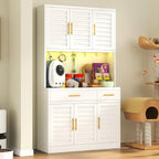 71" Tall Kitchen Pantry Cabinet, Metal Storage Cabinet, with 6 Doors & 6 Adjustable Shelves & 2 Drawer,Cupboard for Bathroom, Dinning Room, Kitchen, White