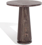 SAFAVIEH Furniture - Valentia Tall Marble Accent Table - Maroon - Marble Top - Glam Stone Pedestal Design - Ideal for Living Room, Entryway, Dining Room, 20.5" W x 20.5" D x 23.5" H (SFV9703E)