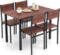 Giantex Dining Table Set for 4, 5-Piece Modern Kitchen Table and Chairs with Metal Frame & Adjustable Foot Pads, Space Saving Wood Dinette Set for Small Space, Breakfast Nook, Apartment (Walnut)
