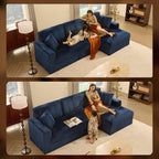 GOSUHI 113" L-Shaped Cloud Couch, Modular Sectional, Deep Seats, Navy | Pocket Spring Cushions, Oversized 3-Seater, Right Facing Chaise, Corduroy Upholstery Couches for Living Room