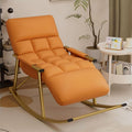 Rocking Chair, Adjustable Backrest Chair with Side Pockets, Side Armchairs for Balcony Porch Patio(Orange+Gold Legs)