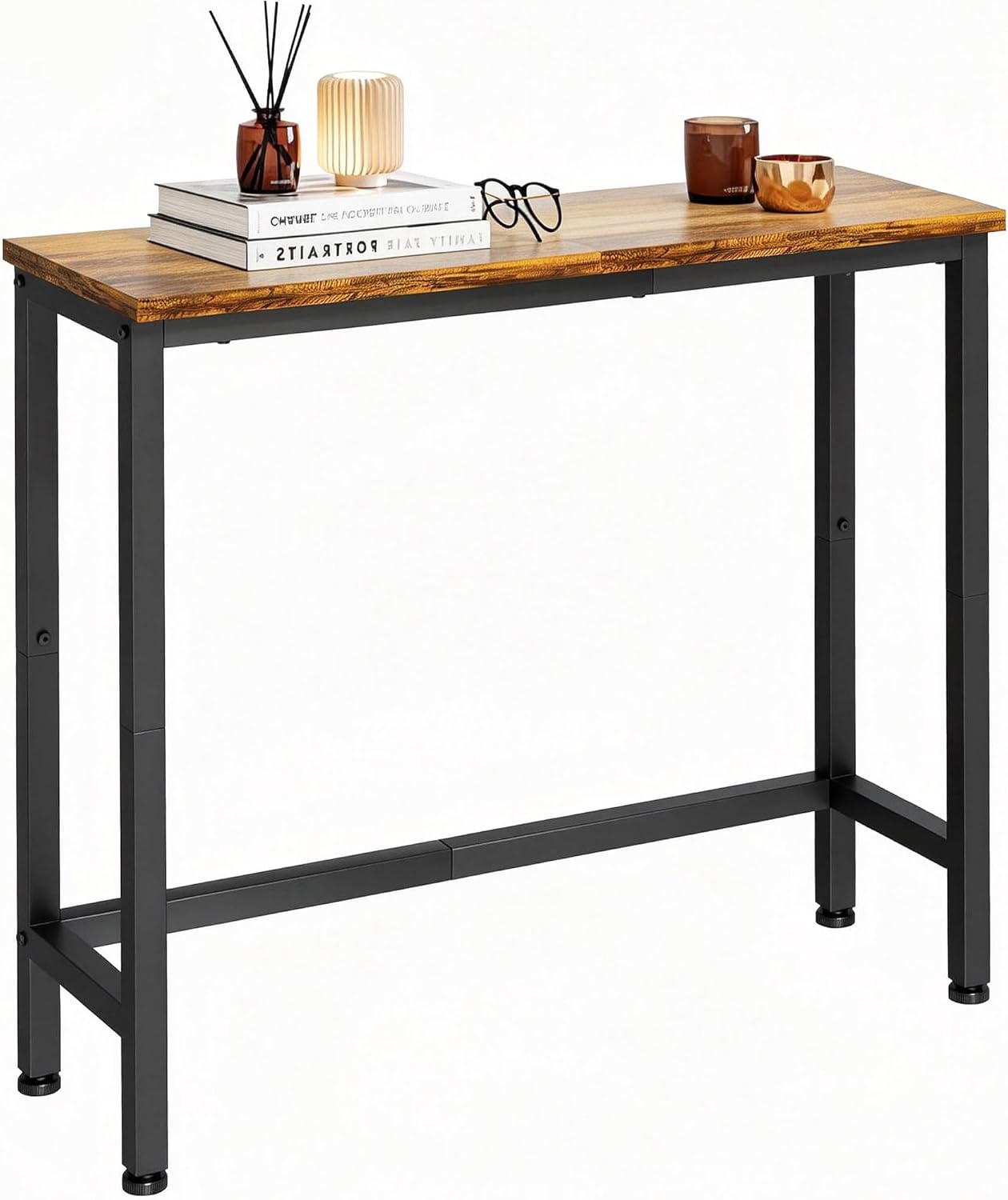 29.5 Inch Narrow Console Table, Small Entryway Table with Metal Frame, Skinny Sofa Table for Living Room Hallway Bedroom Foyer, Slim Hallway Shelf, Modern Entryway Furniture, Rustic Brown