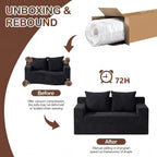 Loveseat Couch Folding Sofa Bed, Foldable Floor Futon Sleeper Couch Bed - Convertible Sofa Bed, Corduroy Pull Out Sofa Bed with 2 Pillows for Living Room & Bedroom