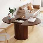 Expandable Dining Table,Round Wooden Kitchen Table,Double Layered Storage Space with Partitions,Equipped with Circular Sliding Doors, Suitable for Kitchen (Expandable Dining table-Walnut-02)