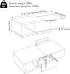 homary Modern Mid-Century Coffee Table and TV Stand Set of 2, Extendable Entertainment Center Set for Living Room (Black & Walnut)