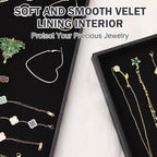 Black Velvet Stackable Jewelry Tray Showcase Display Stackable Necklace Bracelet Ring Showcase Display Empty Plate (2 Pack)