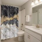 Modern Marble Shower Curtain, 72" W x 72" L, Waterproof Polyester Fabric Shower Curtain for Bathroom with Hooks, Housewarming Gift Ideas for New Home