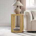 Rectangular Side Table with Shelf, Natural Wood End Table for Living Room with Storage, Compact Bedside Table for Small Spaces