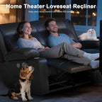 RV Loveseat Recliner Sofa, Reclining Loveseat Home Theater Seating with USB Ports, Cup Holders, Insert Pockets, Wall Hugger RV Recliners for Movie Room, Recline Movie Seats Gaming Sofa