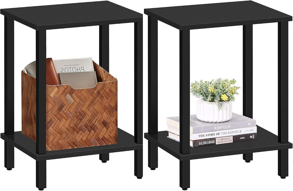 TUTOTAK End Table, Set of 2, Side Table, Nightstand, 2-Tier Storage Shelf