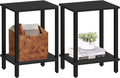 TUTOTAK End Table, Set of 2, Side Table, Nightstand, 2-Tier Storage Shelf