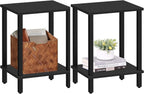 TUTOTAK End Table, Set of 2, Side Table, Nightstand, 2-Tier Storage Shelf