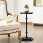 Marsui Black Pedestal Cocktail Side Table Solid Wood Martini Side Table for Couch Small Place Living Room Bedside Area