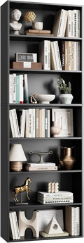 FACBOTALL 82" Tall Bookshelf Black Bookcase, 7-Tier Open Display Shelves