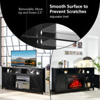 Tangkula Modern Farmhouse TV Stand, 59-Inch Storage Cabinet for TVs Up to 65 Inches, Double Barn Doors, Adjustable Shelves, Wood Entertainment Center Console Table for Living Room (Black)