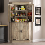 Gyfimoie Corner Cabinet,Kitchen Pantry Storage Cabinet,Freestanding Buffet Hutch with 4 Doors and Shelves,Tall Food Pantry Farmhouse Furniture with Side Rack for Kitchen Dining Room(Retro)