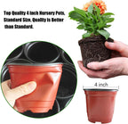 Plant Nursery Pots with Humidity Domes, 25 Sets 4 Inch Soft Nursery Pots Quality Ones (25 Red Pots + 25 Clear Lids), Seeds Starter Pots Small Planter Containers