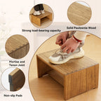 KIRIGEN Wooden Step Stool, Solid Paulownia Wood Step Stool with Anti-Slip Pads, Multi-Purpose Foot Stool for Bathroom, Kitchen, Bedroom ZGT-DBR