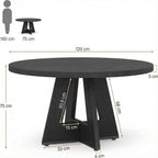 Lailang 47 Inch Dining Table, Small Dining Room Tables, Round Kitchen Tables, Wood Dinner Table, Dining Table for 4, Rustic Farmhouse Table, 47 x 26 x 30 Inch, Black