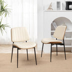 LUNLING Dining Room Chairs Mid Century Modern Retro Beige Faux Leather Chair with Walnut Bentwood Upholstered Seat Metal Legs Kitchen Chairs Adjustable Foot for Kitchen Dining Room,1PCS