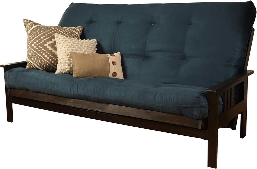 Kodiak Furniture Monterey Futon Set in Espresso Finish, Suede Navy