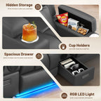 Power Loveseat Recliner Sofa with Console, Wall Hugger Reclining Loveseat with Reading Light, Home Theater Seating with LED Lights, Zero Gravity Recliner Couch for RV Couch and Living Room