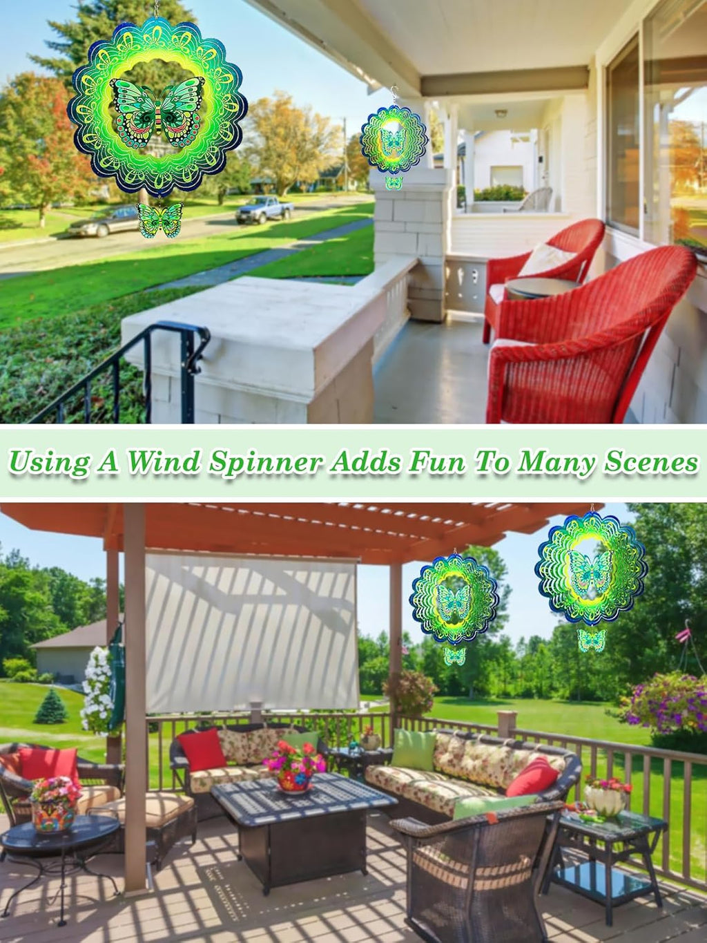 Butterfly Wind Spinner-3D Metal Hanging Wind Spinners, Perfect Ornament Gifts for Women/Men, 12 Inch Spinfinity Wind Spinner for Outdoor & Indoor Decorations, Yard Art, Garden Decoration