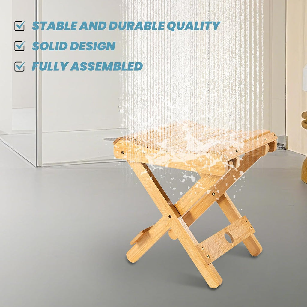 Foldable Bamboo Stoo l Outdoor Camping Stoo l Fishing Chair Stoo l Bamboo Step Stoo l Wood Stoo l Folding Wood Chair for Living Room Bathroom Bedroom Garden Study Balcony