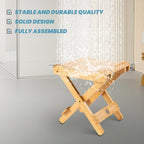 Foldable Bamboo Stoo l Outdoor Camping Stoo l Fishing Chair Stoo l Bamboo Step Stoo l Wood Stoo l Folding Wood Chair for Living Room Bathroom Bedroom Garden Study Balcony