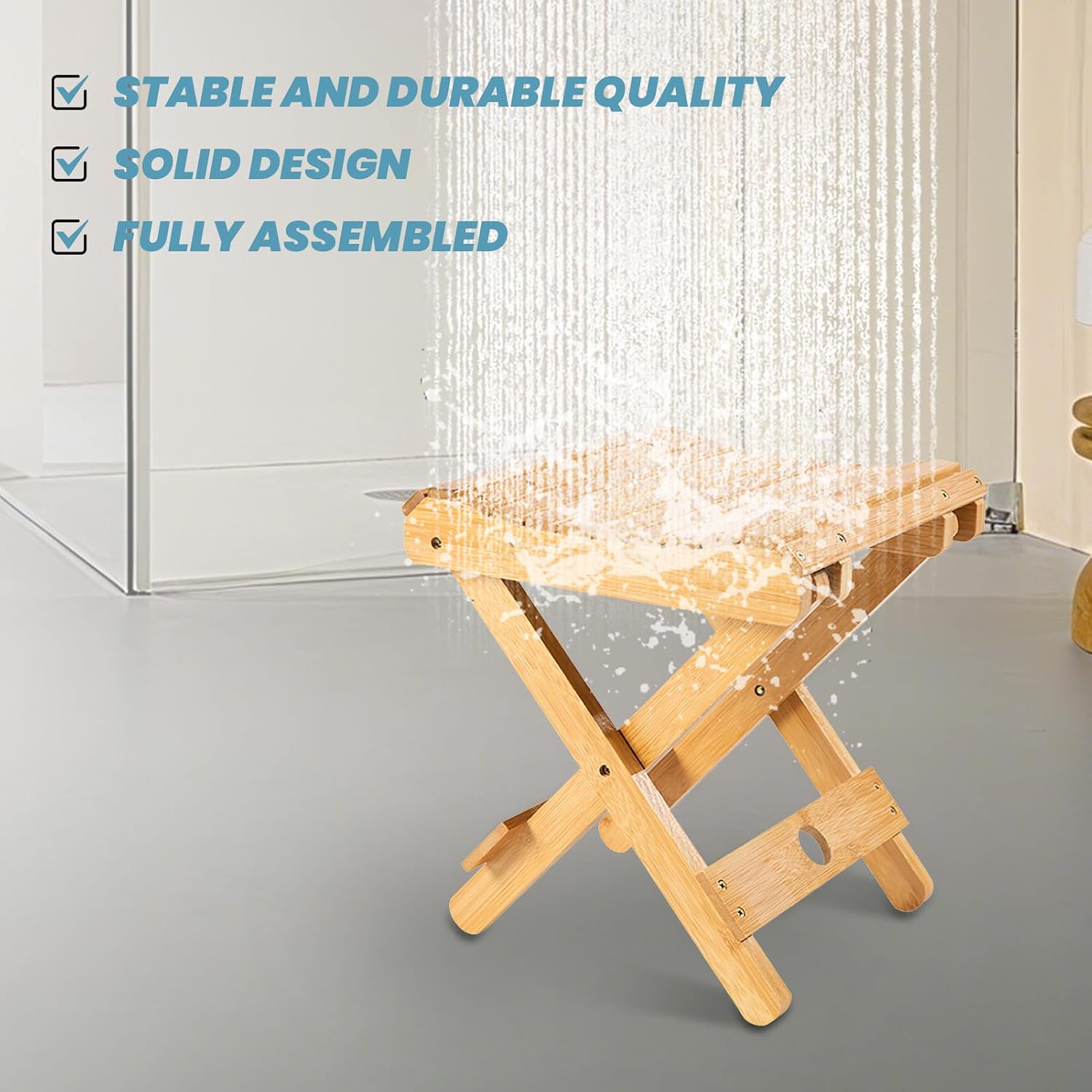 Foldable Bamboo Stoo l Outdoor Camping Stoo l Fishing Chair Stoo l Bamboo Step Stoo l Wood Stoo l Folding Wood Chair for Living Room Bathroom Bedroom Garden Study Balcony