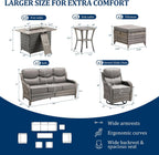 Luxury Swivel Rocker Chairs Fire Pit Set with 6" Thick Cushion 7 piece Wicker Outdoor Patio Chair with Sofa and Ottoman,Comfortable High Back Outdoor Patio Furniture Set - Gery | Gery